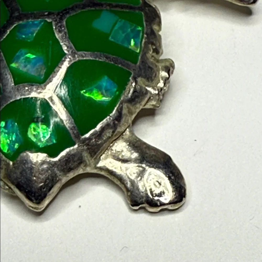 Silver tone (untested) Mexico Turtle Pendant jelly belly charm gorgeous color - Picture 11 of 16